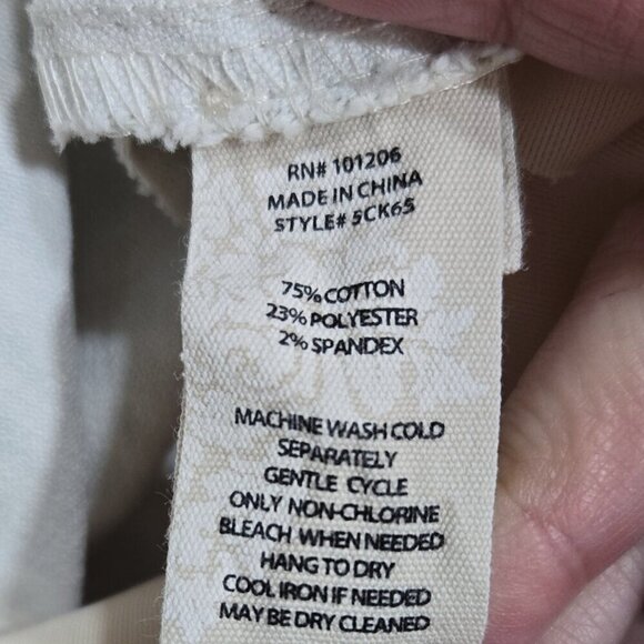 Soft Surroundings Cream Leaf Print Pull On Cropped Pants Tummy Control Stretch - Picture 9 of 12